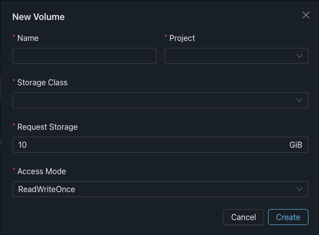 Create a new Storage Volume