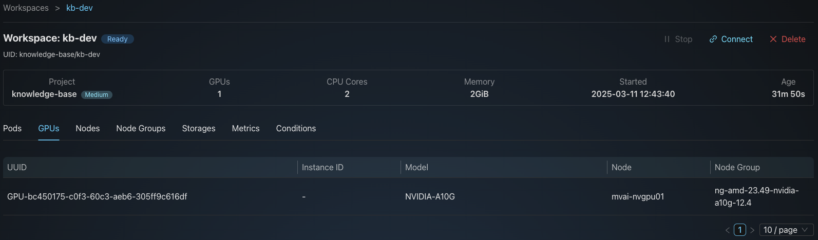 Workspace GPU Details