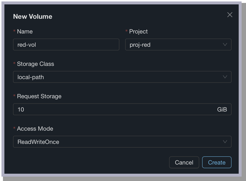 volume creation