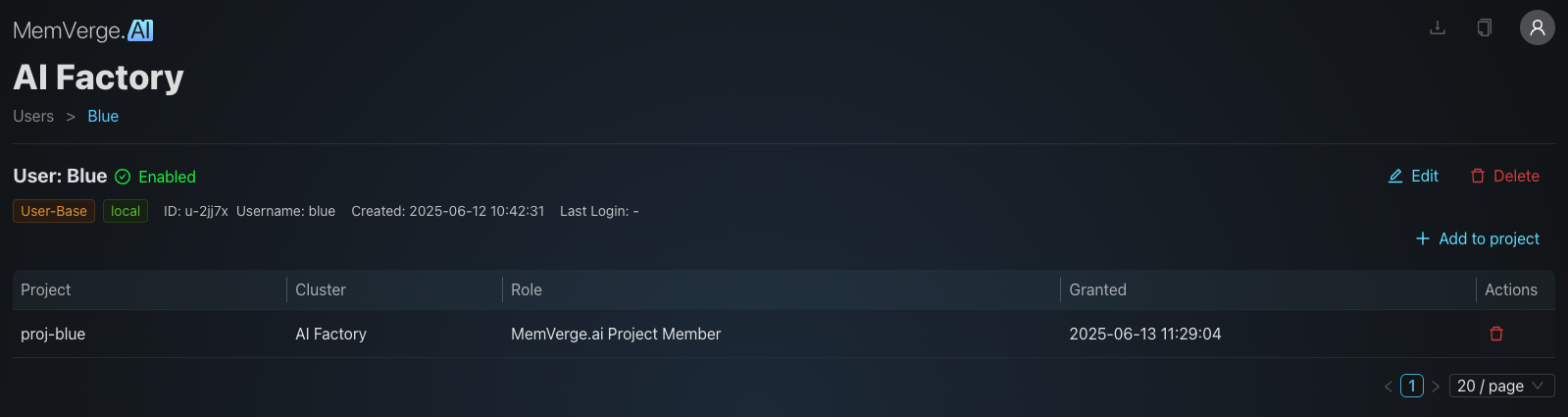Updated User Details with Project