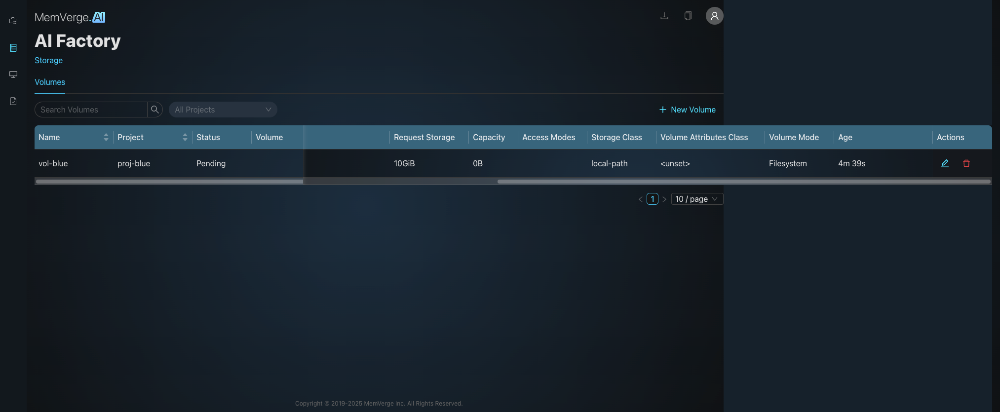 Storage Volume Dashboard