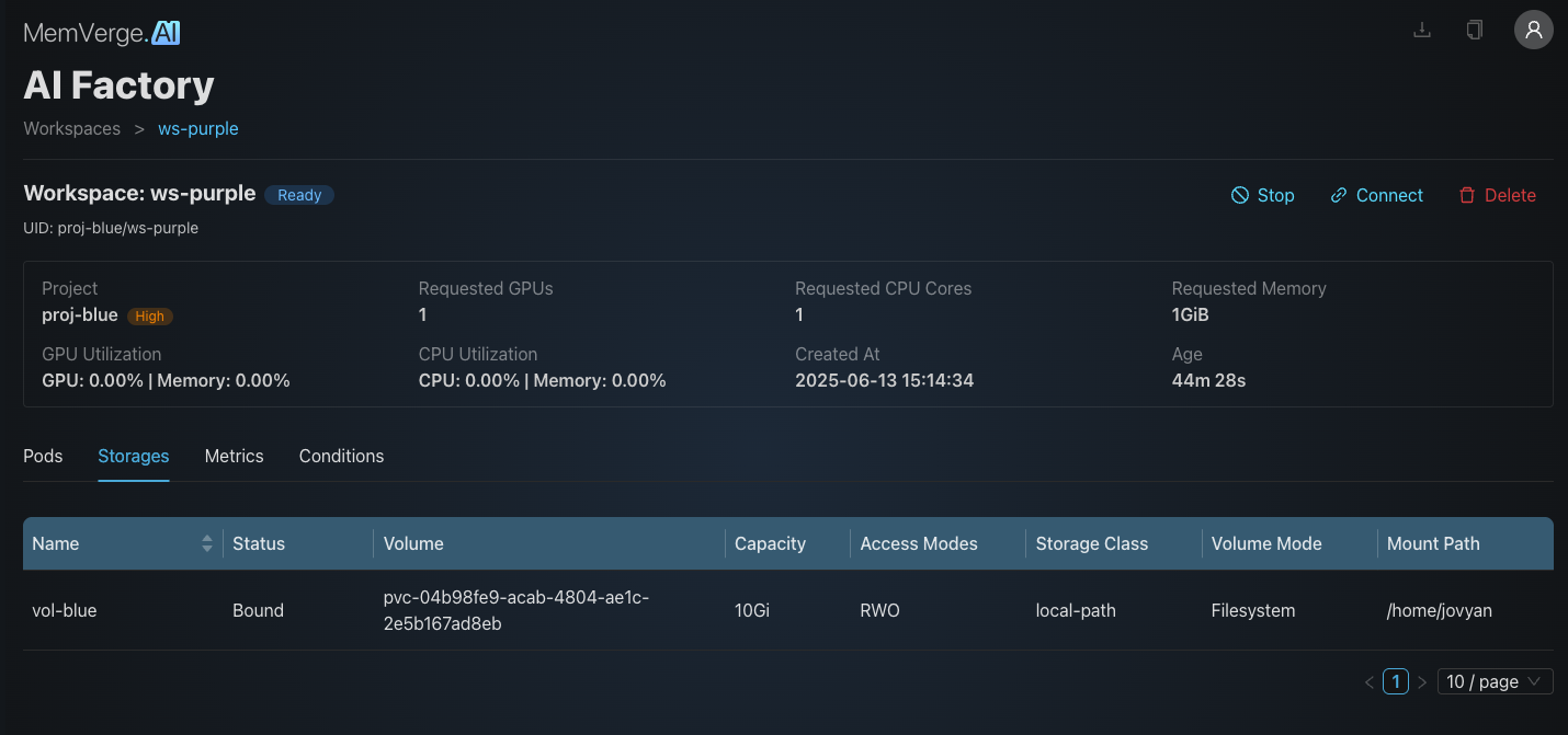 Storages Tab