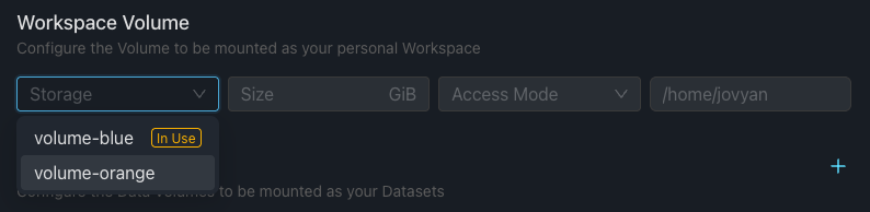 Storage Volume Dropdown Flag