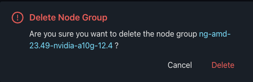 Delete a Node Group Confirmation Dialog