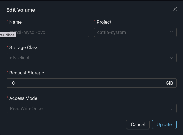 Edit Storage Volume Properties