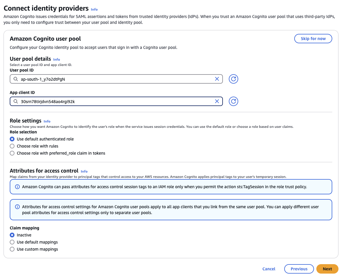 identity pool create 3