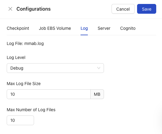 Configuration Log Area