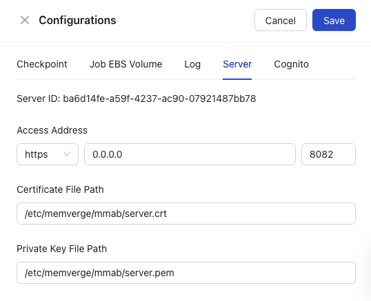 Configuration Server Area