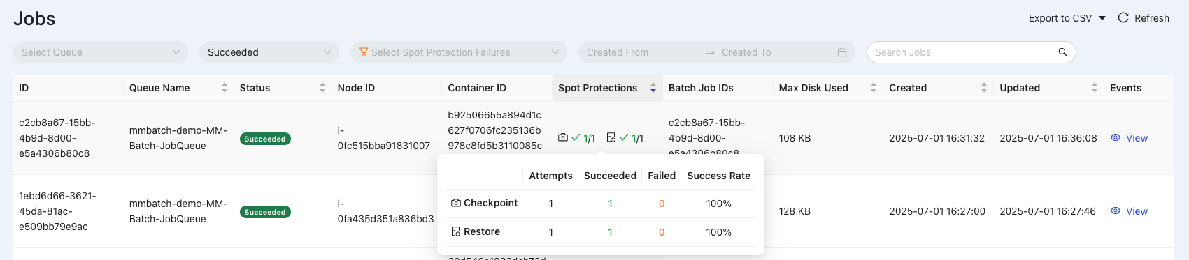 Jobs View Spot Protections