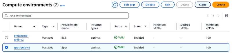 Compute Environment Listing