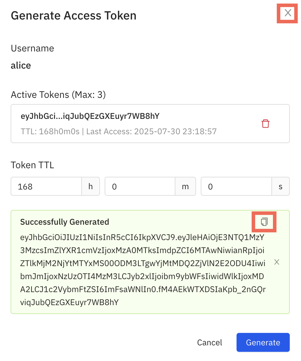 Copying token string