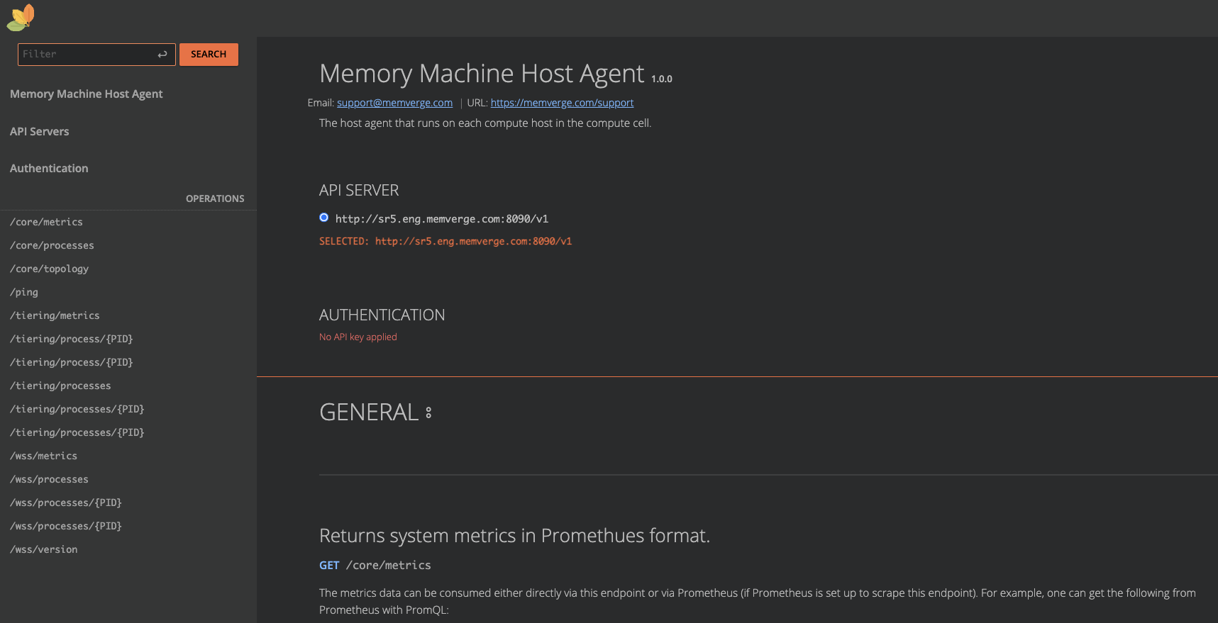 API Documentation location